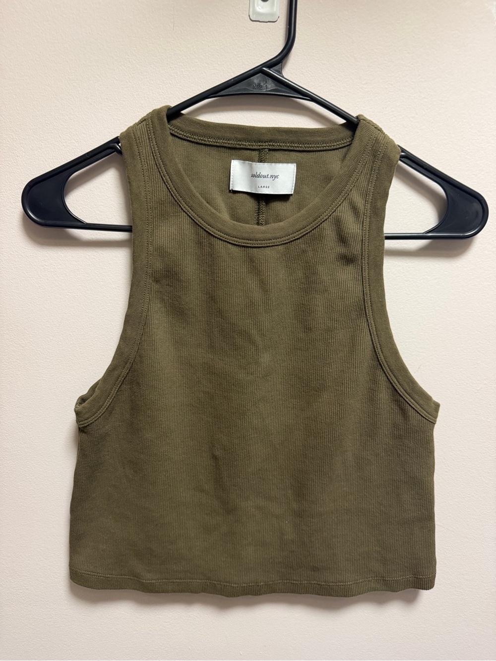 Soldout.nyc Olive Ribbed Cropped Tank